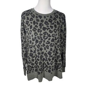 Lucky Brand Large Green Black Leopard Print Top